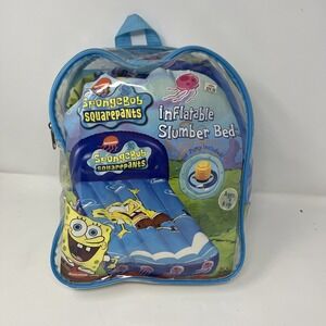 Vintage Spongebob Squarepants Inflatable Slumber Bed W/ Backpack Foot Pump